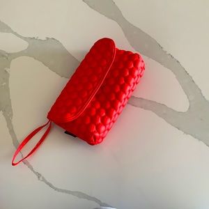 Cute red makeup textured bag! Used.